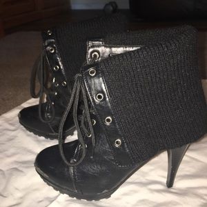 high heel black ankle boots